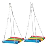 HAPINARY 2stücke Holz Schaukelspielzeug Für Vögel Verschleißfestes Papageienzubehör Bunte Holzschaukel Für Käfigvögel Für Nymphensittiche Und Wellensittiche