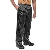 GA COMMUNICATIONS Herren wasserdichte Hose, atmungsaktiv, winddicht, Regenüberhose, elastische Taille mit zwei Taschen, leichte Outdoor-Regenüberhose für Wandern, Angeln, Radfahren, Schwarz , XXXXXL