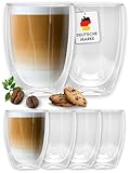 LAPRESO® Latte Macchiato Gläser doppelwandig 350ml - 6er Set Doppelwandige Gläser Cappuccino Tassen Kaffee Glas Teegläser Thermoglas