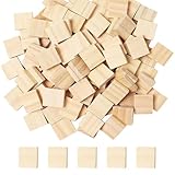 200 Stück 20 x 18 mm Holz Blanko Buchstaben Fliesen Holz Blank Scrabble Fliesen Quadratische Holzstücke Ausschnitte Unlackierte Holzquadrate Naturholz Bastelscheiben für Lasergravur Schnitzen