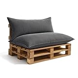 Gutekissen® Palettenkissen Set – Sitzkissen für Europaletten – Palettenpolster, Gefüllt mit Granuliertem Poulirette-Schaum PLL (Dunkelgrau, Set (Sitzkissen 120x80 +Rückenlehne 120x40))