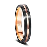 Greenpod Herren Wolfram Ring Ehering 6mm 8mm 10mm graviert I Love You Dünn Blau/Rose Gold/Schwarz Mitte Nut Comfort Fit Größe 6-17, Wolfram