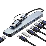 Loydia USB C Hub Adapter, 7 in 2 USB Hub 3.0 Multiport Adapter mit USB 3.0, 2*USB-C&4*USB2.0 Datenanschlüsse, USB C Multiport Splitter - USB Typ C Hub für Laptop, Galaxy, Steam Deck, MacBook Air/Pro