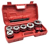 HERO Gewindeschneider Set 8-tlg Schneidkluppensatz Schneidkluppe aus Stahl Gewindeschneidkluppe Rohrgewindeschneidsatz mit 6 Schneidköpfen Rohrschneider mit Koffer Gewinde Schneider 1/4' - 1.1/4' Zoll