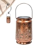 Solar Laterne Metall Laterne Wasserdicht Laterne Außen | Solar Landschaftsdekoration für Garten, Terrasse, Bauernhof, Gehweg, Weg, Veranda, Hof, Balkon, Ambia Beleuchtung