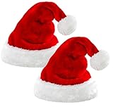 MERRYXMAS 2x Nikolausmütze - Weihnachtsmütze rot für - Einheitsgröße - Erwachsene & Kinder - für Weihnachten & Weihnachtsfeier & Weihnachtsmarkt