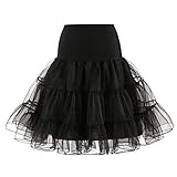 RULTA 50er Jahre Frauen Retro Petticoat Unterrock Vintage A-Linie Crinoline Halb Slips Rockabilly Tutu Rock (as3, Alpha, jaspo_l, Black, L)