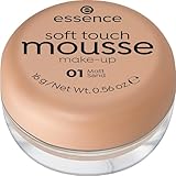 essence soft touch mousse make-up, Make-up, Nr. 01, Nude, mattierend, matt, für unreine Haut, für Mischhaut, vegan, ohne Parfüm, ohne Alkohol, ohne Parabene, 1er Pack (16g)