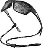 XFSRG Polarisierte Sportbrille Sonnenbrille für Herren und Damen mit UV400 Schutz Sport Radfahren MTB Sportsonnenbrille Radbrille Angeln Golf Laufen (Schwarz)