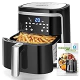 Aigostar Heißluftfritteuse 7L XXL, 1900 W, Friteuse Heissluft Fritteusen Air Fryer mit Digitalem LED-Touchscreen, 7 Programmen, Warmhalten, 20 Rezepte, Ohne Öl, für 6-10 Personen, Schwarz