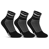 Coolmax Fahrrad-Socken für Herren & Damen (3 Paar) Atmungsaktive Quarter Radsport Socken 50302P (Schwarz 43-46)