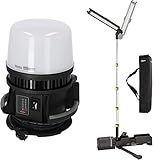 Brennenstuhl Multi Battery LED 360° Hybrid Baustrahler 12050 MH, schwarz, grau & Multi Battery LED Akku Teleskop Arbeitsstrahler 6050 MA(7700lm, IP54, höhenverstellbar bis 140cm), schwarz, grau