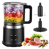 Multizerkleinerer Elektrisch | 400W Zerkleinerer küche Elektrisch mit 2 Geschwindigkeiten | 4 Bi-Level Edelstahlklingen & Schneebesen | Abnehmbarer Behälter 0.95L für Hacken, Mixen (Grau)