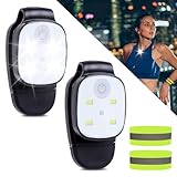 SPORWAY 2 Stück LED Clip Lampe: Stirnlampe LED Wiederaufladbar mit Reflektierendes Armband, Wasserdicht Kopflampe Kleinstirnlampe Brustlampe Sicherheitslicht Laufzubehör für Joggen Läufer Angeln