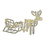 Nipach GmbH Rentier mit Schlitten aus 14 m Lichterschlauch 504 Birnen Figur Weihnachtsbeleuchtung 140 cm Länge Leuchtfigur Weihnachtsdekoration Fassadendeko Xmas