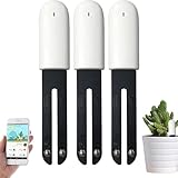 4 in 1 Pflanzenfeuchtigkeitsmesser Gießanzeiger, Intelligenter Bodentester überwacht automatisch Pflanzen Feuchtigkeit/Licht/Fruchtbarkeit/Temperaturniveau, für Mijia APP (3 Packungen)