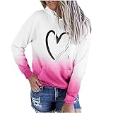 TURWXGSO Damen-Kapuzenpullover mit Liebesmuster, bedruckt, langärmelig, lässig, lockere Passform, trendig, vielseitig, Pullover, Tops, weiche Haptik, Loungewear, Pullover, Y2K-Pullover mit Taschen, 08