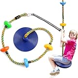 Schaukel Outdoor Kinder Kletterseil Schaukel mit Plattform, für Kinder Baum Scheibe Schaukel Kletterseil Draussen Tellerschaukel für Garten, belastbar bis ca. 200kg