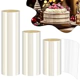 Tortenrandfolie Wiederverwendbar,3 Rolle Tortenfolie Transparent 8cm/10cm/15cm Hoch *10m,Transparent Acetat Rolle Tortenfolie, Acetat Folie Kuchen für Torte Schokolade Mousse Kuchen Dessertringe