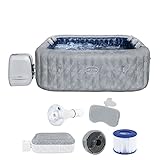 Bestway® Lay-Z-SPA® Energiespar-Whirlpool San Francisco HydroJet Pro™ mit App-Steuerung, für 7 Personen 230 x 230 x 71 cm, Marmor-Optik (Samtgrau)