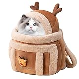 Katzenrucksack aus Plüsch - Vorderrucksack für Haustiere mit Elch-Design, atmungsaktive Hundetransporttasche, weiche Welpenreisehilfe, bequeme Tragetasche
