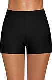LELEKALE Damen Badeshorts Badehose - Bauchweg Badeshorts Sommer Badehose Charming High Waist UV Schutz Schwimmhose Kurze Bikini Shorts Schwimmhose Sport Gym High Waisted Shorts (schwarz,S)
