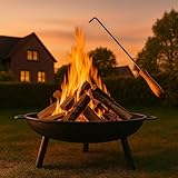 Worldgeil Feuerschale Feuerschalen für den Garten - Feuerstelle Ø 58 cm mit 2 Tragegriffen & 43 cm Schürhaken - Geeignet für Holz - Feuerkorb für Lagerfeuer Garten & Terrasse - 2 Jahre Garantie