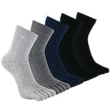 CaiDieNu Männer Baumwoll Sport laufende Herren Zehensocken Fünf Finger Anti Rutsch Besatzung Liner Socken, Eur 39-44