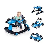 FANTASK 4 in 1 Lauflernhilfe, Lauflernwagen klappbar mit einstellbarer Höhe & Geschwindigkeit, Baby Walker Autoförmig mit Musikbox, Licht & Rädern (Blau)