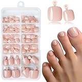 LunarCharm 120 Stück Hautfarbene aufdrückbare Zehennägel, künstliche Zehennägel mit Klebelaschen, hautfarbene künstliche Zehennägel zum Aufdrücken und Aufkleben der Zehennägel