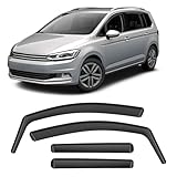 GEARMONSTER Windabweiser Schwarz kompatibel mit VW TOU-Ran 2004-2015, Autofenster Regenschutz Regenabweiser Integrierte Deflektoren Integrierter Windabweiser, 4 Stück