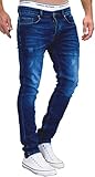 MERISH Jeans Herren Slim Fit Stretch Hose Jeanshose Denim 9148 (31-32, 9148 Dunkelblau)