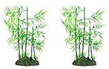 2 Stücke Aquarium Künstliche Bambus Pflanze, Grün Blatt Pflanze, Wasser Gras Ornament Landschaft Dekor