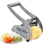 95Street Kartoffelschneider Pommesschneider aus Edelstahl,Pommes Frites Kartoffelhacker Cutter 2 Einsätze Rutschfester Gummifuß,Professioneller Gemüseschneider