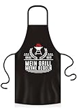 YORA Grillschürze für Männer lustig - Vatertagsgeschenk - Bin am Grillen - Kochschürze Inkl. personalisierbarer Urkunde - lustige Geschenke zum Vatertag (Mein Grill, meine Regeln)