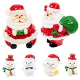 VICASKY 6Stücke Weihnachtsmini Dekoration Harz Niedliche Schneemann und Santa Figuren Flexibles Design für DIY Landschaften Hochwertige Weihnachtsverzierungen