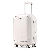 GIIYOEW Kabinenkoffer, Handgepäckkoffer, mittelgroßer Koffer mit 4 Rollen, Leichter mittelgroßer Koffer, Hartschalenkoffer,Weiß,24in