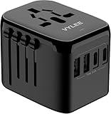 VYLEE Reiseadapter Weltweit, Universal Reisestecker mit 2xUSB-A und 2xUSB-C, Internationaler Steckdosenadapter, 5-in-1 Reiseadapter, Universaladapter für USA England Japan Thailand Italien Australien