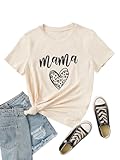 Damen Umstands-Still-Shirt, lustiges Mama-Shirt, niedliches Leopardenherz, Grafik-T-Shirt, freundlicher Reißverschluss, Umstands-Still-Tops, Cream, Mittel