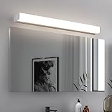 LED Spiegelleuchte Bad Wasserdicht Wandleuchte Modern Aluminium Lange Wandleuchten Schminklicht Badezimmer Wandbeleuchtung für Wohnzimmer Schminktisch Schlafzimmer (Silbernes Weißes Licht,40cm)