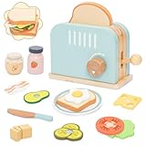 Pop-Up-Toaster, Spielküchen-Set, 17-teiliges Spielnahrungszubehör für Kleinkinder, frühes Lernen, Frühstücksspielset, Spielzeug, Geschenk für Kleinkinder, Mädchen und Jungen