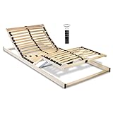 RehaSleep Elektrischer Lattenrost – Fertig montiert – Made in Germany – Elektrisch verstellbar mit Funkfernbedienung – 7-Zonen (140X200cm)