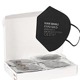 SS-Medical 50 Stück FFP2 Maske Schwarz 5-lagige 99,5% Filterleistung | Atemschutzmaske Staubschutzmaske | EN149:2001+A1:2009 | EU2016/425 Masken Geruchsneutral Einzeln Verpackte Mundschutzmasken
