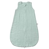 MAKIAN Sommerschlafsack Musselin, ärmellos - Leichter Baby Schlafsack ohne Ärmel für Sommer und Frühling, Mull-Stoff aus 100% Baumwolle, ÖkoTex Standard 100 - Mint - 110 cm