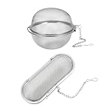 2 Stück Teefilter，Edelstahl Gewürz Gewürzsieb，Rostfrei Wiederverwendbar Teesieb，Gewürz- und Gewürzsieb，Gewürzkugel zum Mitkochen，für Die Teezubereitung Zu Hause, Catering und Kochen (Silber)