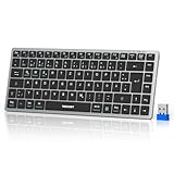 TECKNET Bluetooth Tastatur Kabellos Wiederaufladbare - (2,4G+BT) Einfacher Bis zu 4 Geräten, Funktastatur Mini Tastatur Leise, Deutsches Layout QWERTZ Ultraslim für PC, Laptop, Tablet, Smart-TV