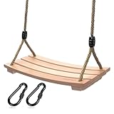 Holzschaukel Outdoor für Erwachsene Kinder, Schaukelsitz Holz mit Verstellbarem Hanfseil Schaukel Holz Outdoor für Garten Schaukel für Erwachsene bis 100 kg (16.5 x 7.9 in)