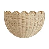 Wand Hängekorb Geflochtener Rattan Wandkorb Geflochtenes Gewellte Heimdekoration Aufbewahrung Korb,für Wohnzimmer Arbeitszimmer Kinderzimmer Schlafzimmer und Bad (Rattan)