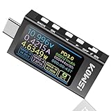 Heemol USB Tester 3.3V-40V USB C Messgerät 12A,Digital Multimeter PD3.1 QC4.0 PDO,Hochpräzise bi-direktionale Messung Spannung Strom Kapazität Voltmeter mit Schnellladeprotokoll Erkennung