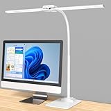 KableRika Schreibtischlampe LED Dimmbar: Doppelkopf LED Schreibtischlampe für Homeoffice - Augenschutz tageslichtlampe schreibtisch mit Metallbasis - büro tischlampe - schreibtischleuchte Weiß